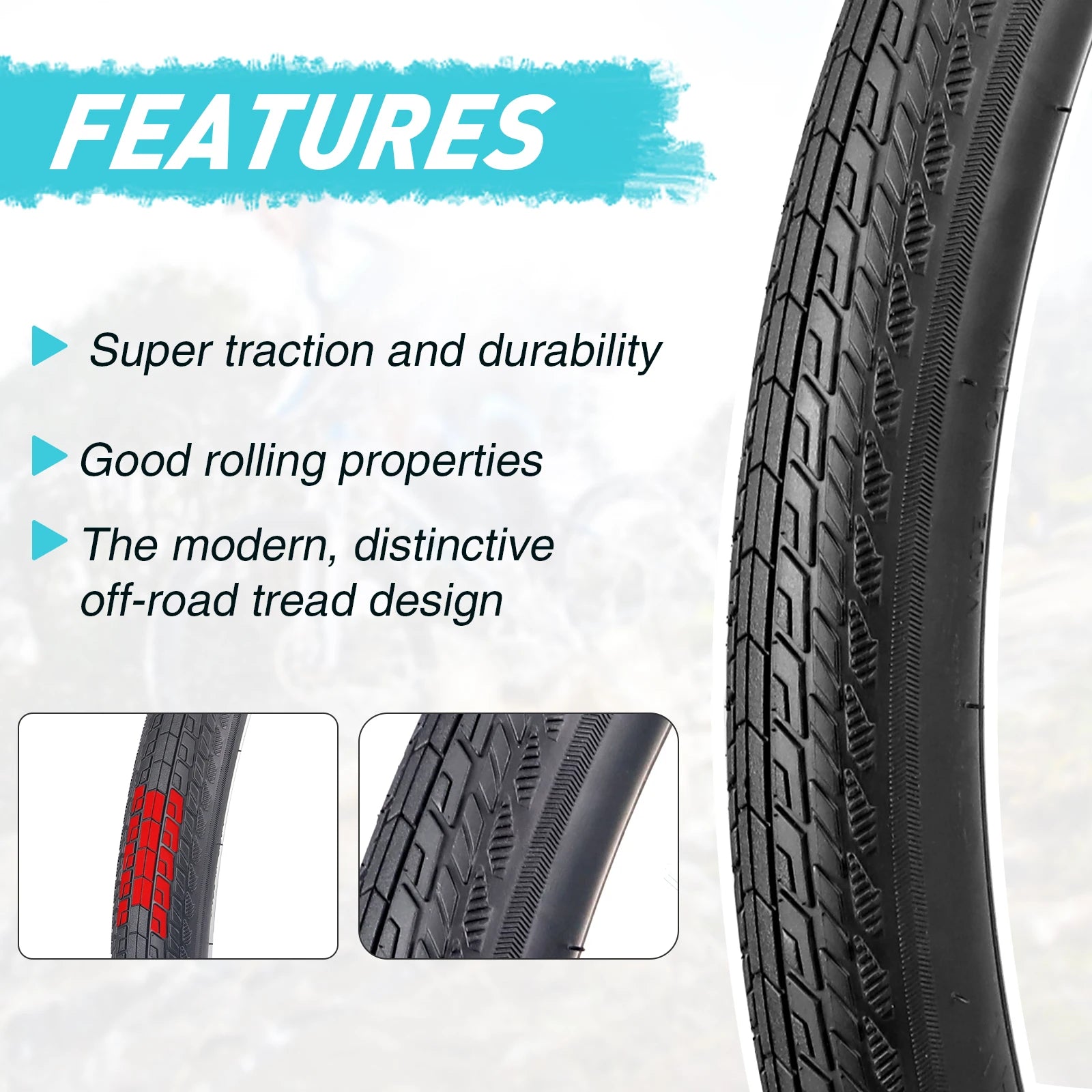 ZUKKA 2 Pack Value Replacement 20"/24"x1.75 Mountain Bike Outer Tires High Grip Foldable Durable for Off-Road Trail