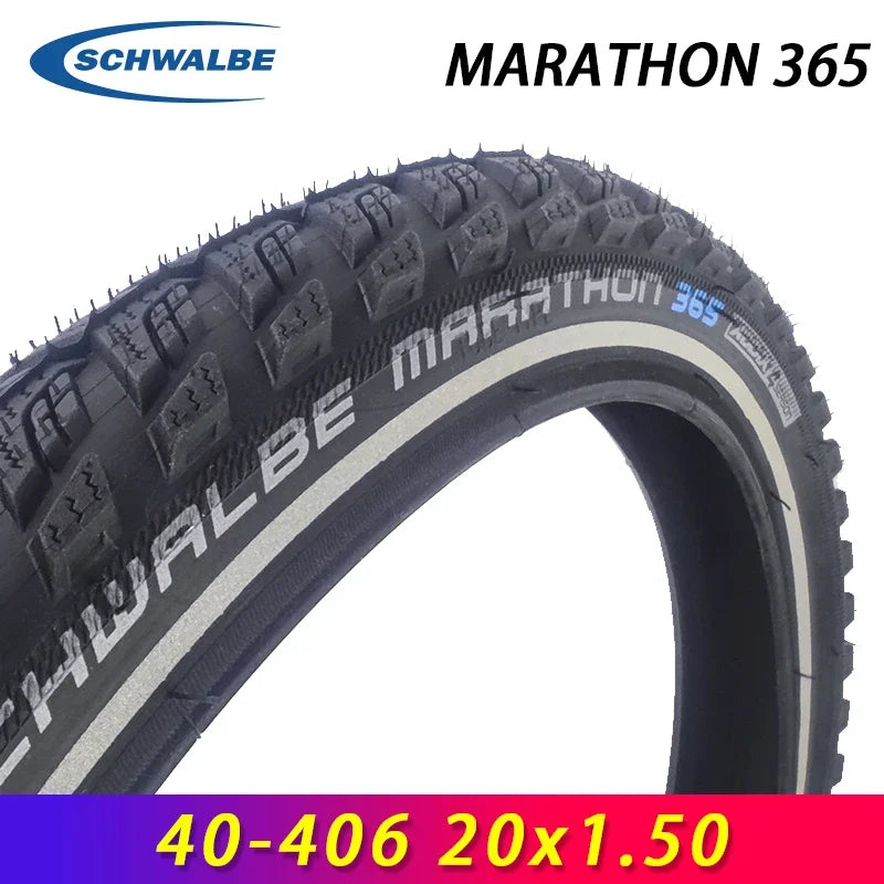 SCHWALBE Original MARATHON 365 The All-Season Tire 40-406 20x1.50 Black Reflex Wired Bicycle Tire for Folding Bike Cycling Parts