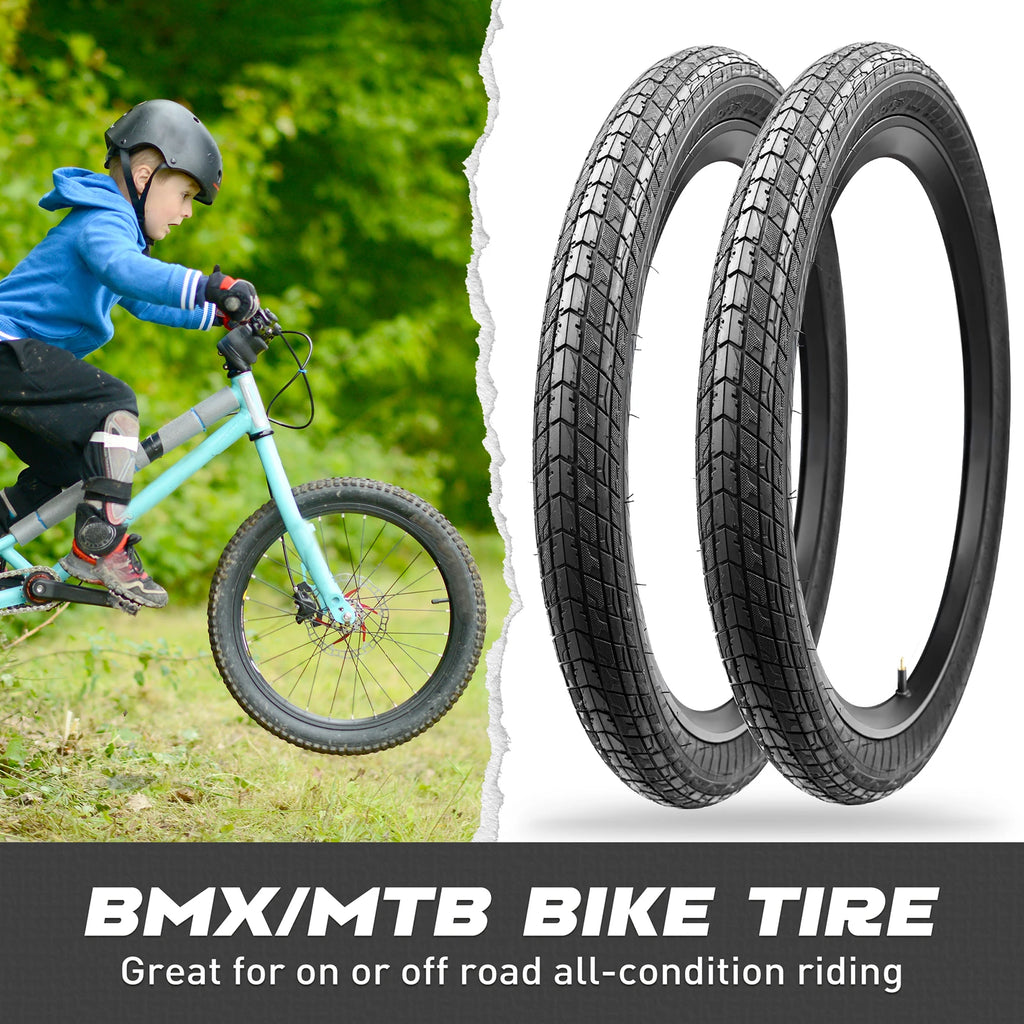 ZUKKA 2 Pack 20x2.1 Folding Bead Bike Tires Replacement with 2 Inner Tubes Anti-Slip Wear-Resistant Durable for MTB Bicycles