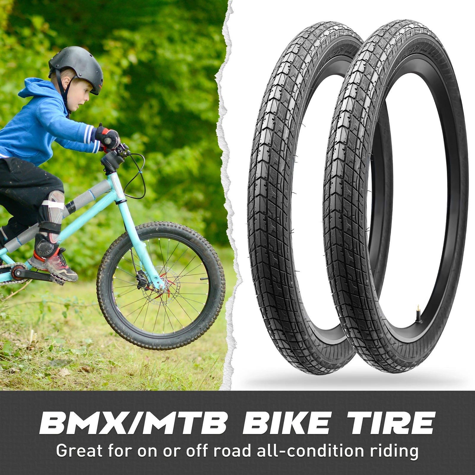ZUKKA 2 Pack 20x2.1 Folding Bead Bike Tires Replacement with 2 Inner Tubes Anti-Slip Wear-Resistant Durable for MTB Bicycles