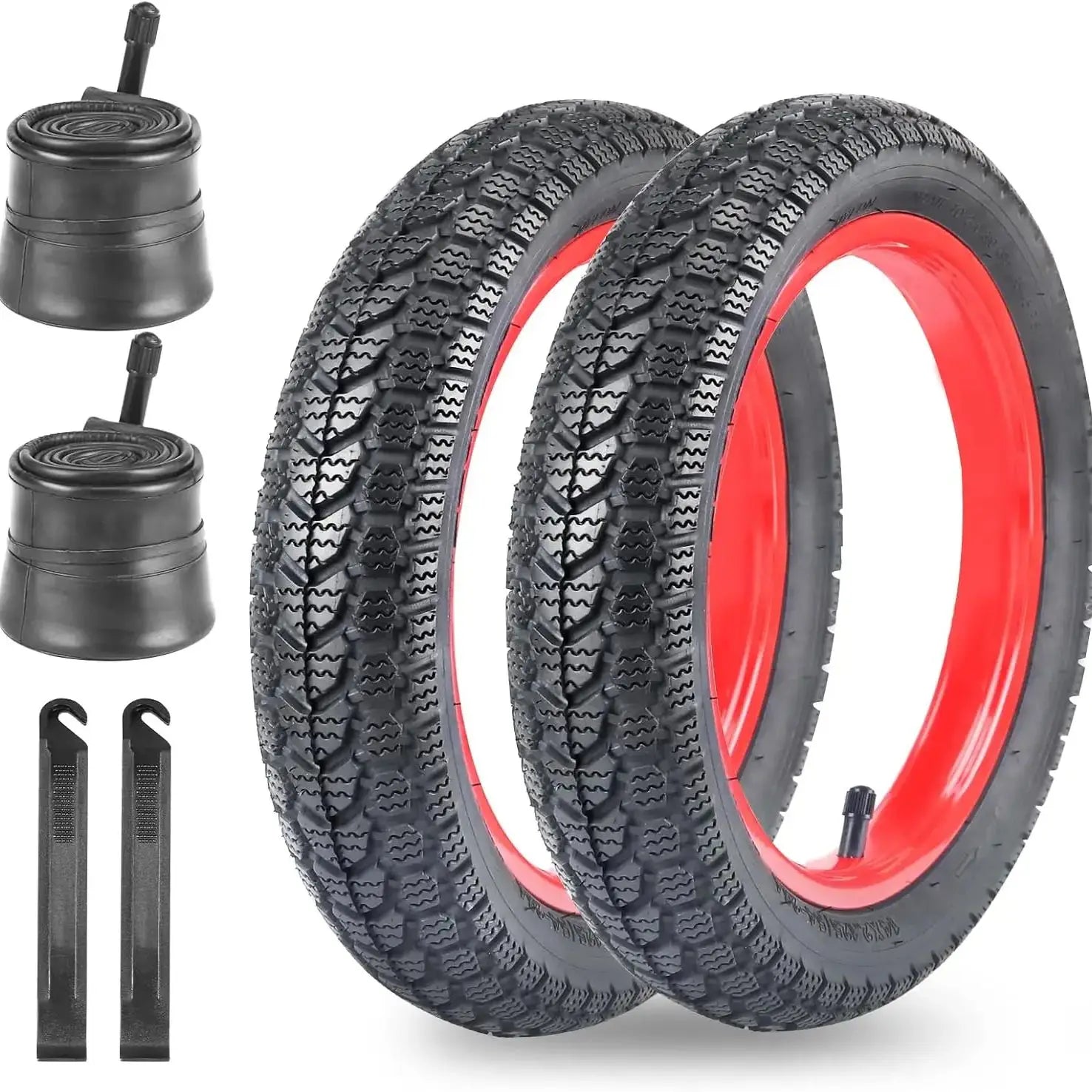 ZUKKA 14"x2.125 Kid Bike Tire 2 Pack with 2 Inner Tubes Anti-Slip Wear-Resistant Folding Replacement