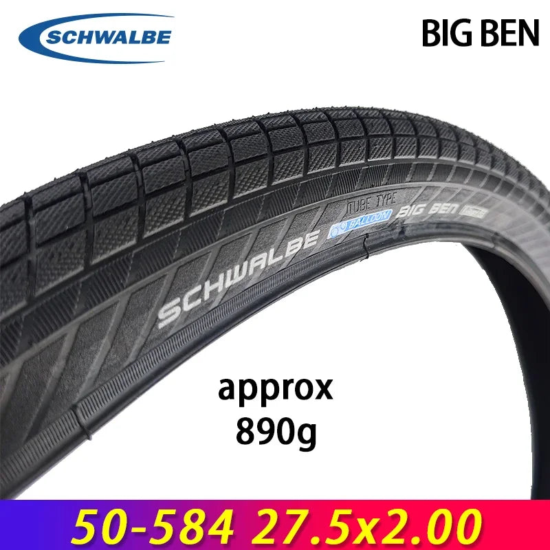 SCHWALBE Original BIG BEN 27.5x2.00 K-Guard Level 3 Puncture Resistant Wired Tire for City Commuter Bicycle Tire Cycling Parts