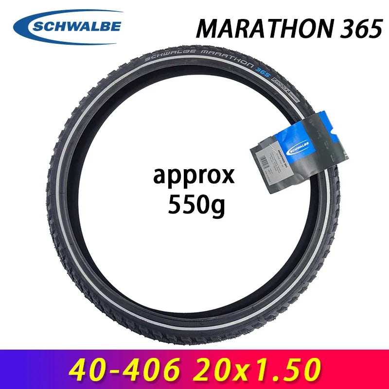 SCHWALBE Original MARATHON 365 The All-Season Tire 40-406 20x1.50 Black Reflex Wired Bicycle Tire for Folding Bike Cycling Parts