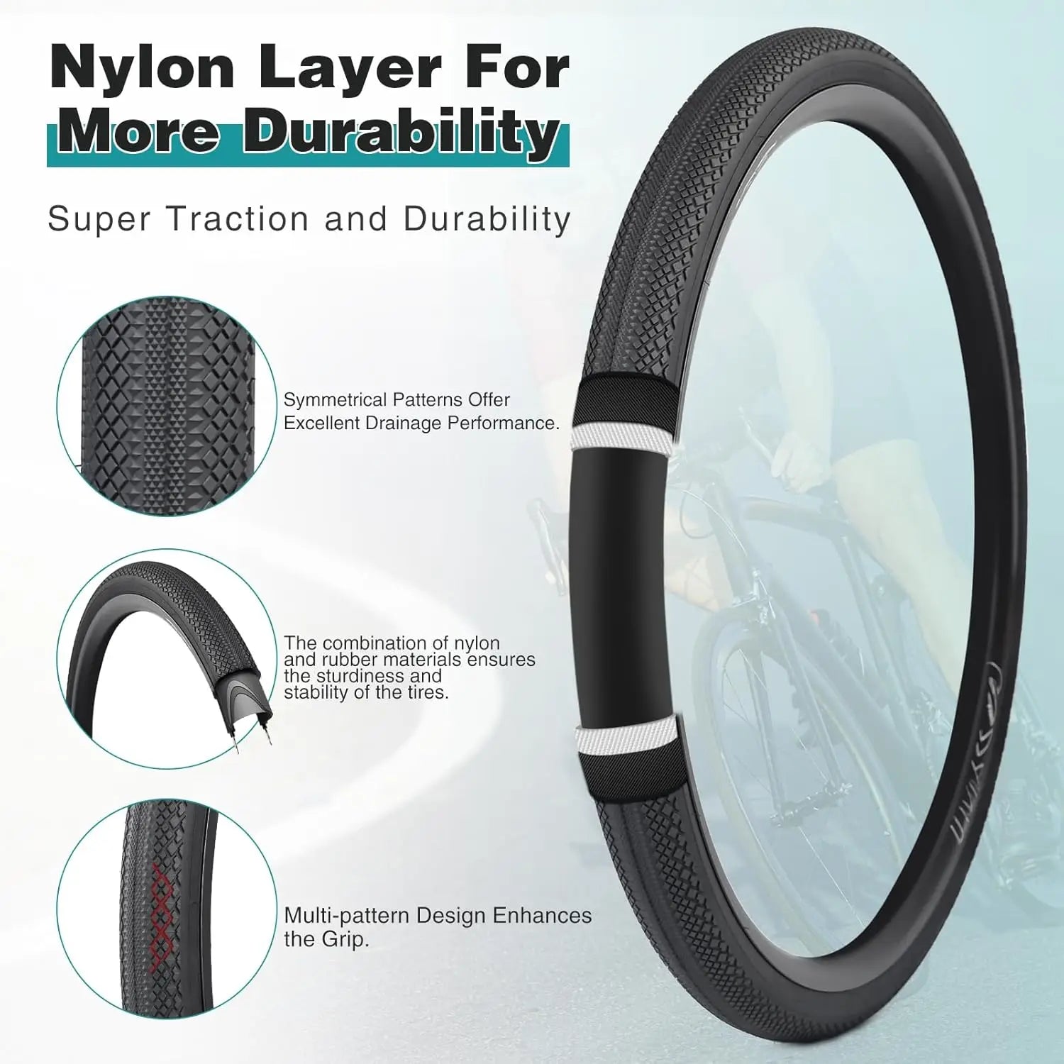 ZUKKA 2 Pack 700x40C Road Gravel Bike Tire Heavy Duty Anti-Slip Puncture Resistant Kit with 2 Inner Tubes Tire Levers Valve Caps
