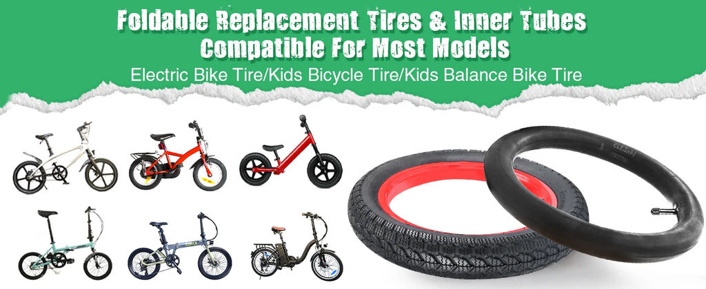ZUKKA 14"x2.125 Kid Bike Tire 2 Pack with 2 Inner Tubes Anti-Slip Wear-Resistant Folding Replacement