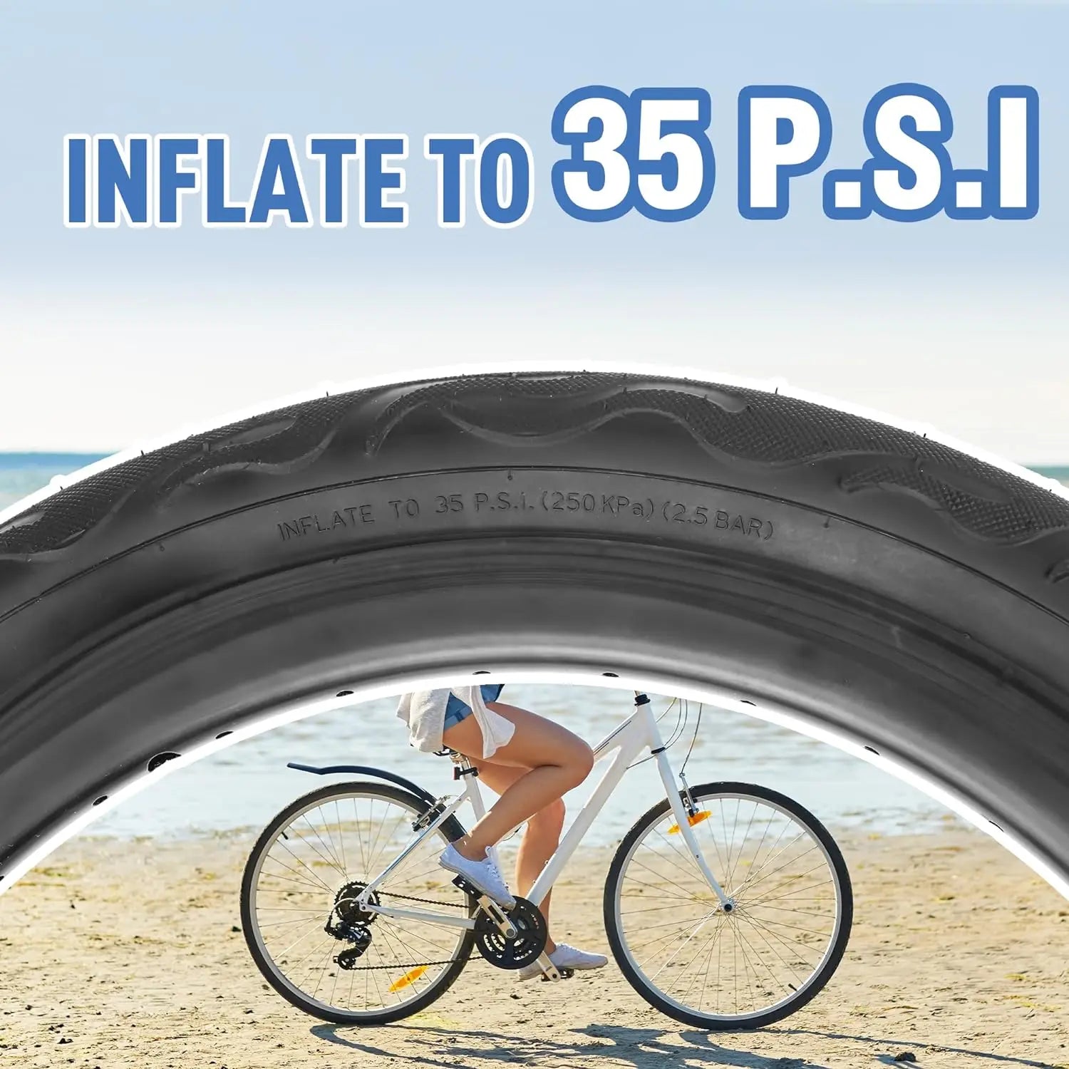 ZUKKA 2 Pack Bike Tire for Cruiser Bike 20/24/26 Inch  Flame Pattern Thread Bicycle Tire for MTB Cruiser Bicycle Black