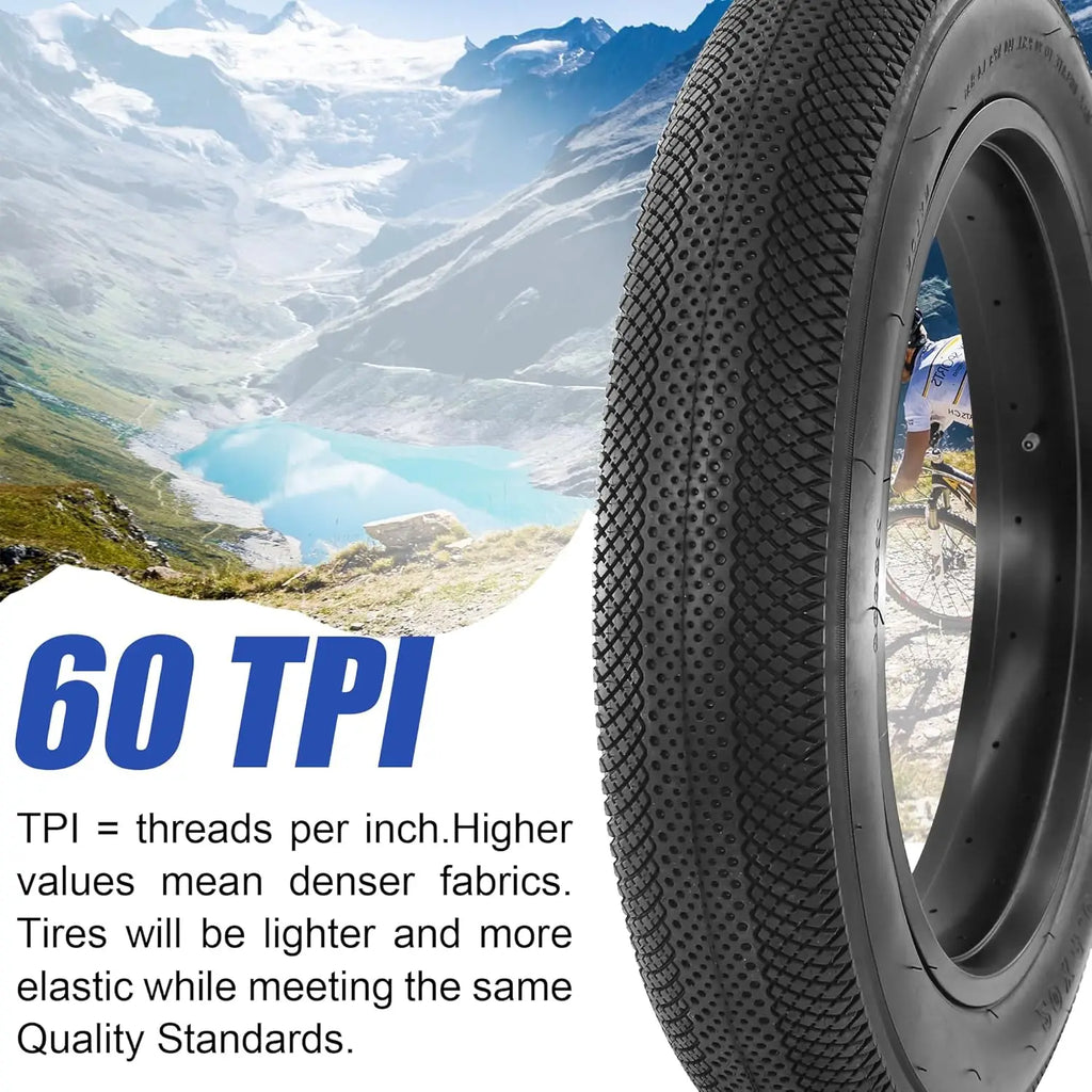 ZUKKA 60TPI Foldable 2 Pack E Bike 20x4.0 Fat tire 20 x 4 Fat tire 20x4 Bike tire Heavy Duty High-Performance Wear-Resistant E-B