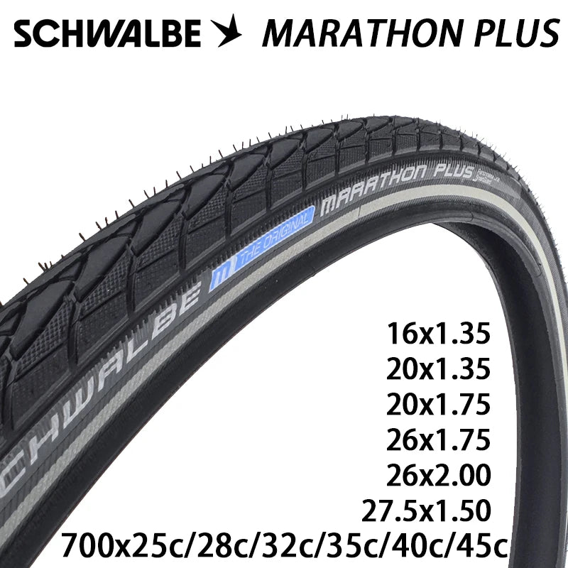 SCHWALBE Original MARATHON PLUS Series Puncture-resistant Wired Tire for Road Gravel MTB Bicycle Travel Bike Cycling Parts