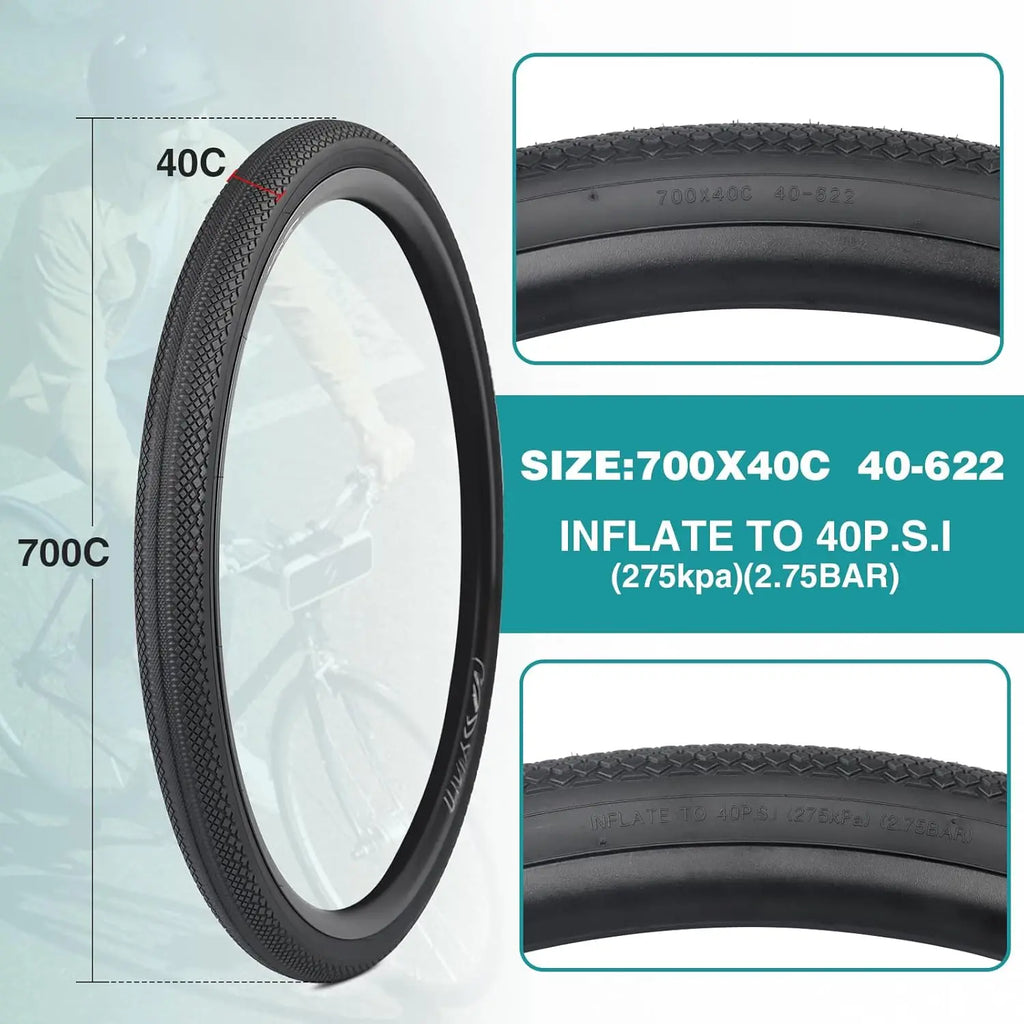 ZUKKA 2 Pack 700x40C Road Gravel Bike Tire Heavy Duty Anti-Slip Puncture Resistant Kit with 2 Inner Tubes Tire Levers Valve Caps