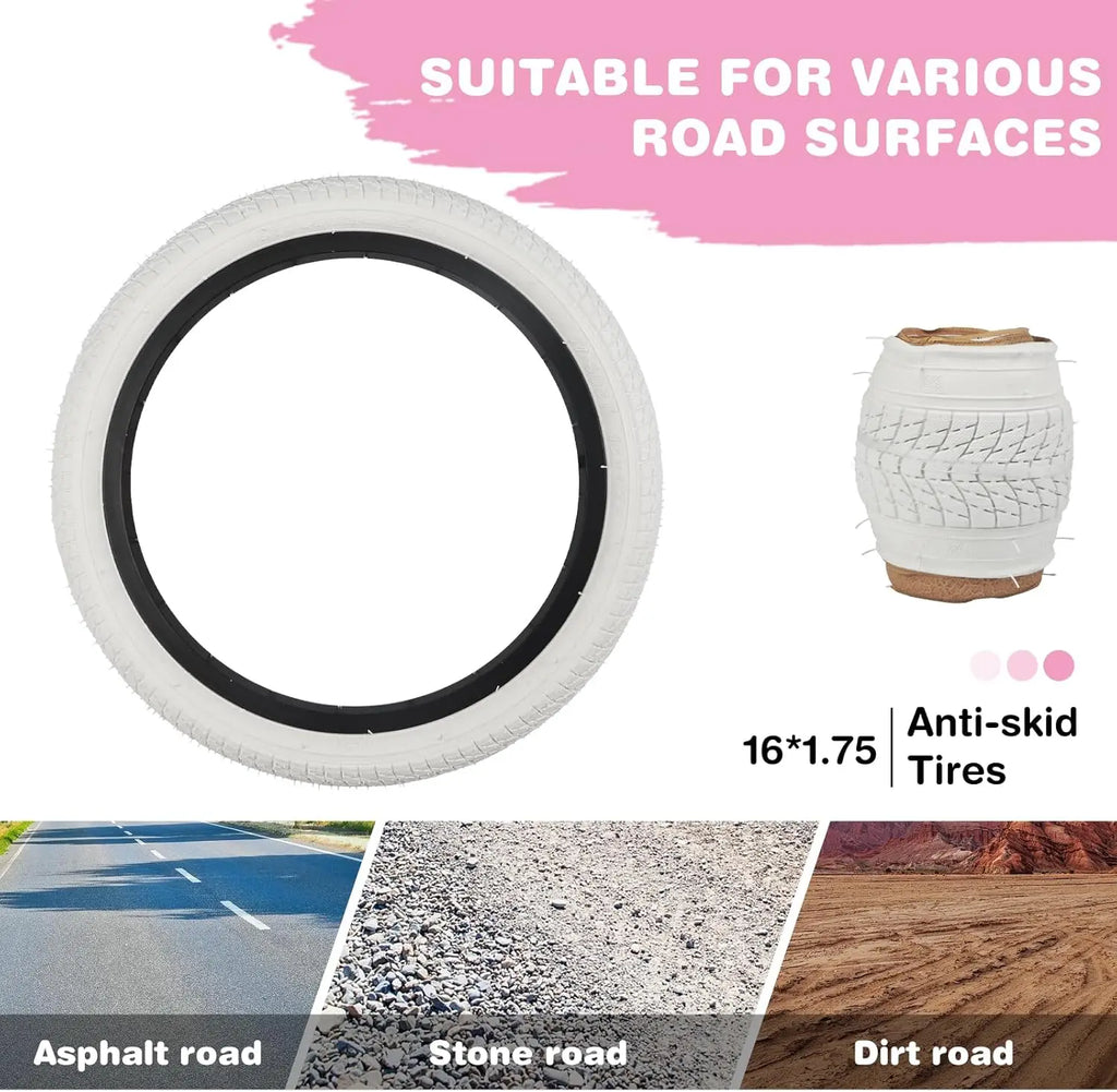 ZUKKA 16 Inch 16x1.75 Bicycle Tire Set Anti-Slip Wear-Resistant Puncture Proof for Kid & Toddler Bikes