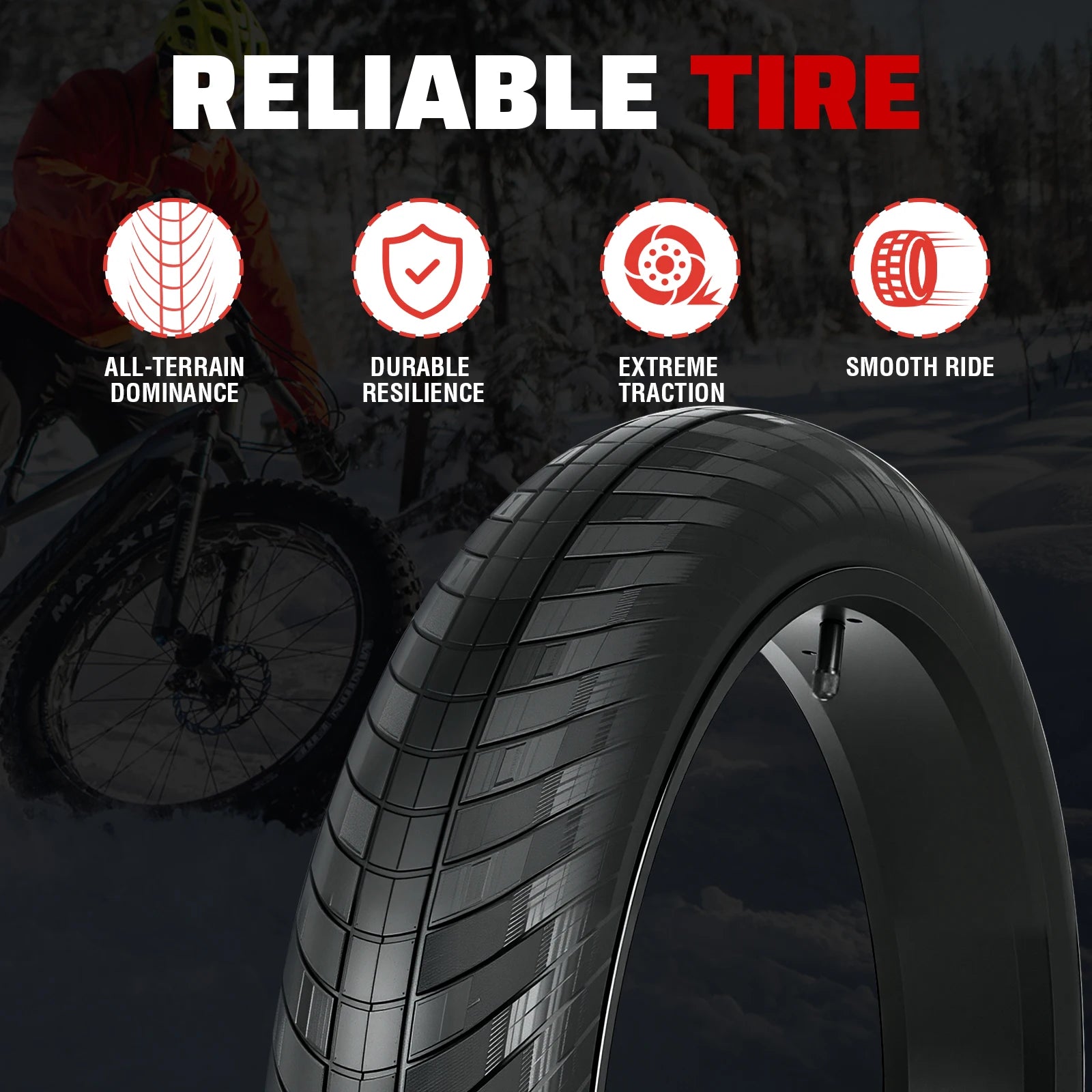 ZUKKA 1 Pack 20/24/26x3.0 Fat Bike Tires ebike Tires  MTB Heavy Duty Wear-Resistant E-Bike Mountain Snow Bike Tire