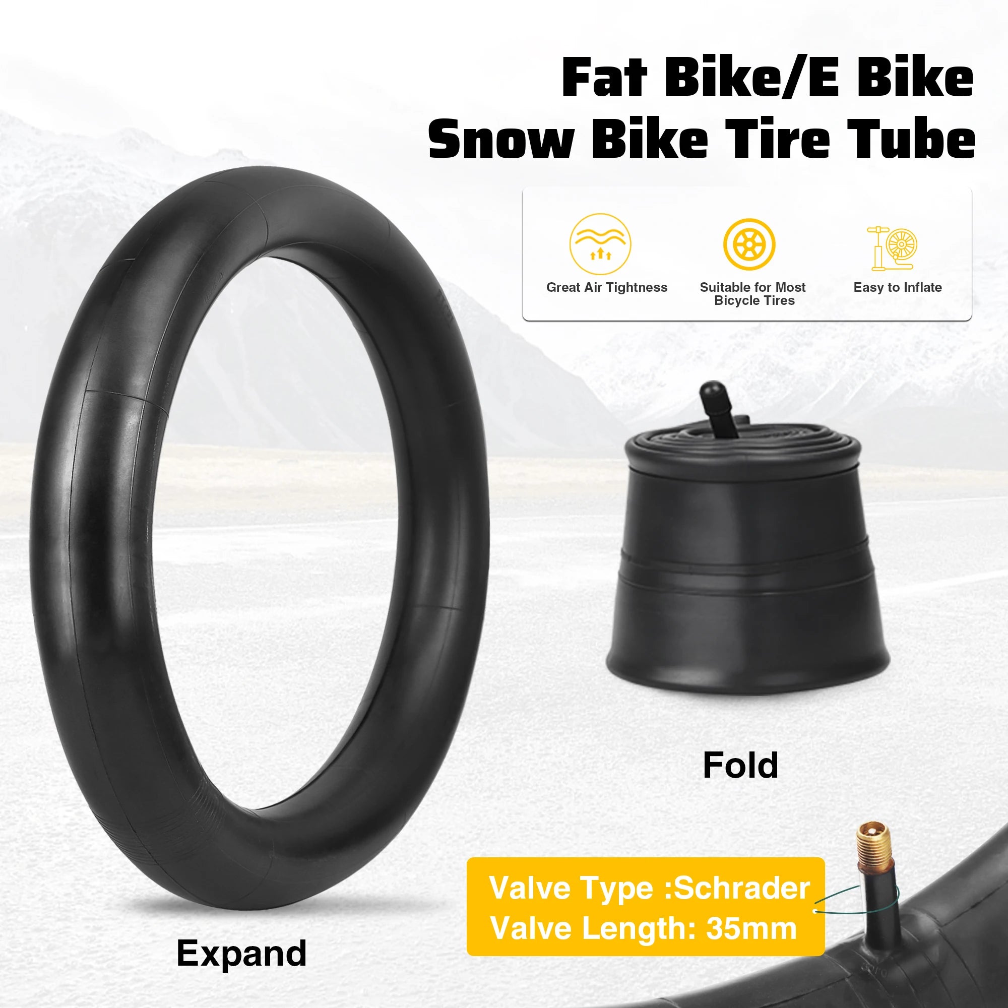 ZUKKA E Bike Fat Tire 16 x 4.0 Fat Bike Tire Heavy Duty High-Performance E-Bike Mountain Snow Bike Tire Black