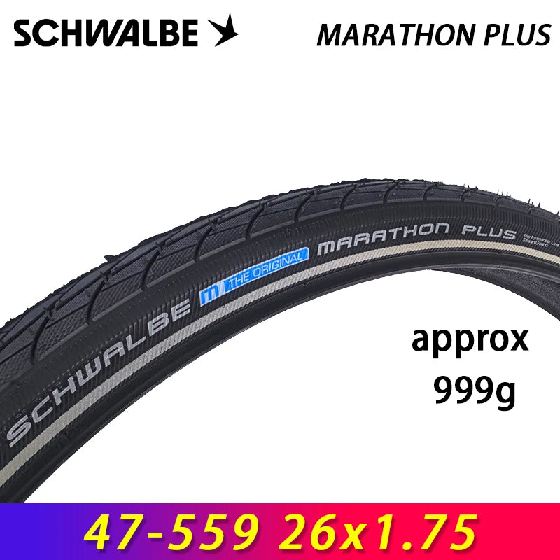 SCHWALBE Original MARATHON PLUS 26x1.75 Road MTB Bike 7 Level SmartGuard Black Reflex Bicycle Tires Cycling Parts