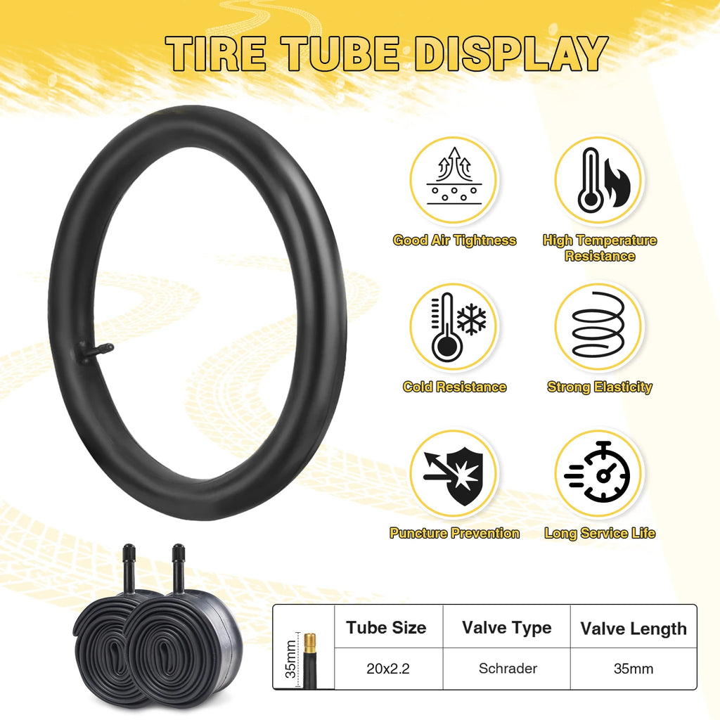 ZUKKA 20x2.4 Bike Tire Set 2 Inner Tube Anti-Slip Wear-Resistant Foldable Multi-terrain Replacement for Kid Bikes