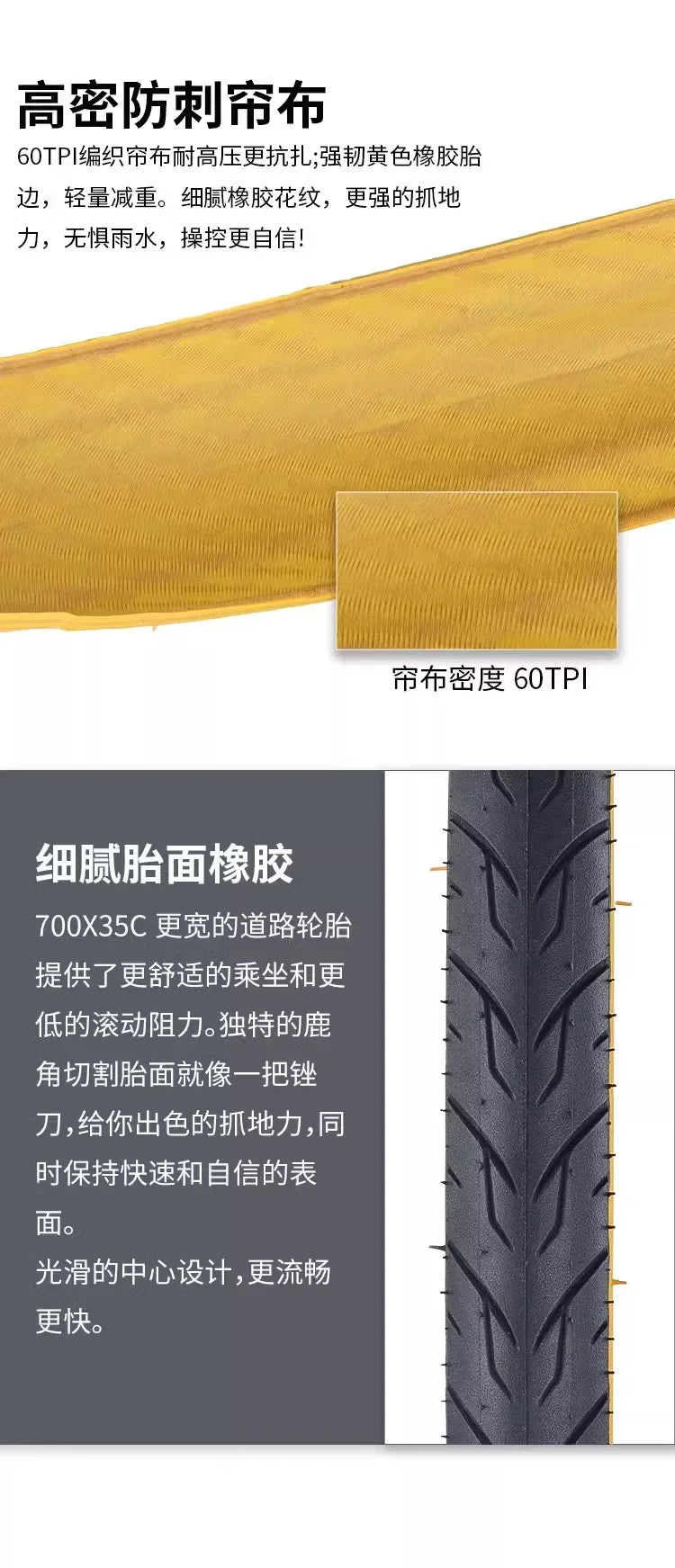 INNOVA PRO IA-2406 700x28c/32c/35c Yellow Edge Folding Anti-slip Tires for Road Bicycle City Touring Bike Cycling Parts