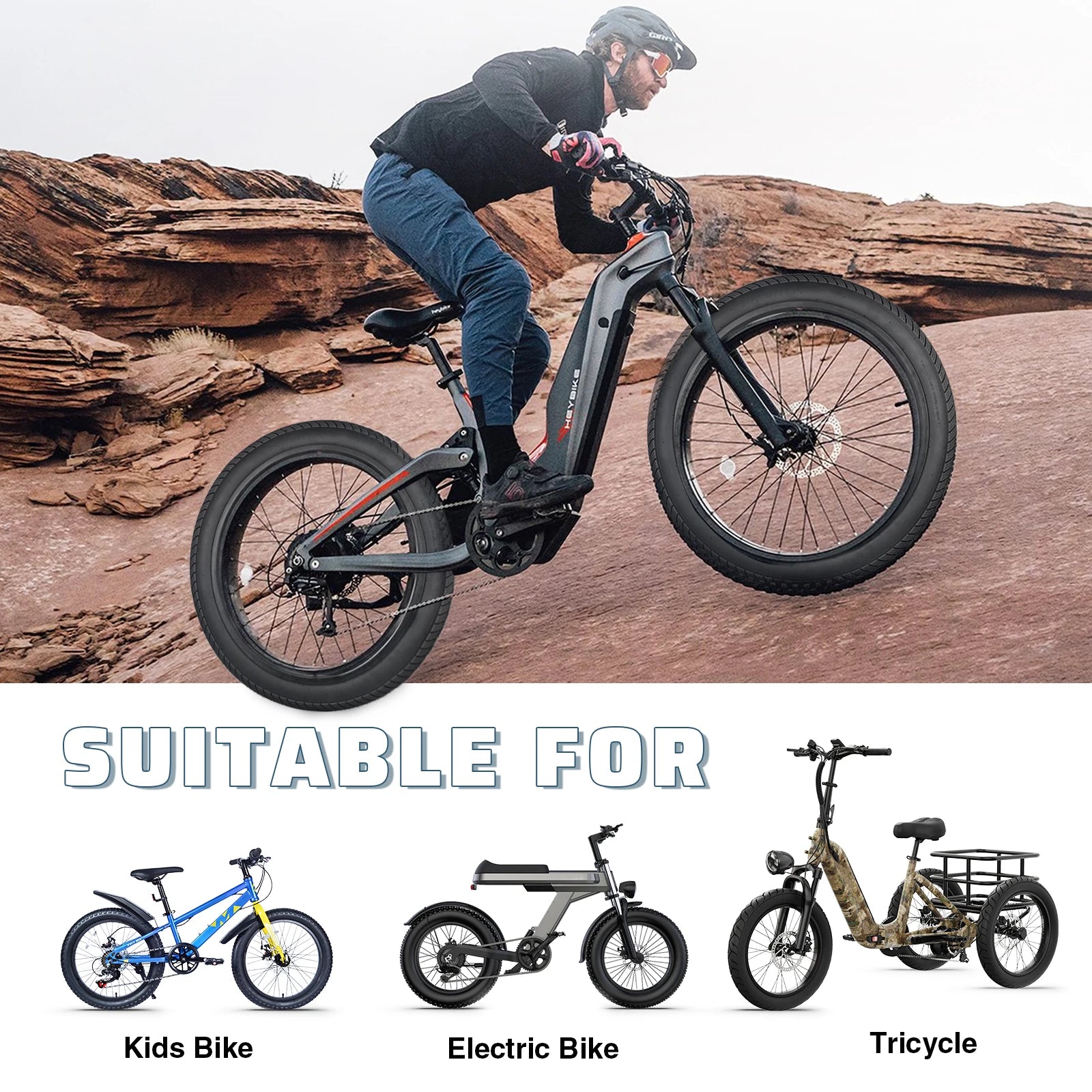 ZUKKA 26x3.0 (75-559) All-Terrain Tire: High-grip, Anti-slip, Wear-resistant. Fits Kids/Electric/Tricycles