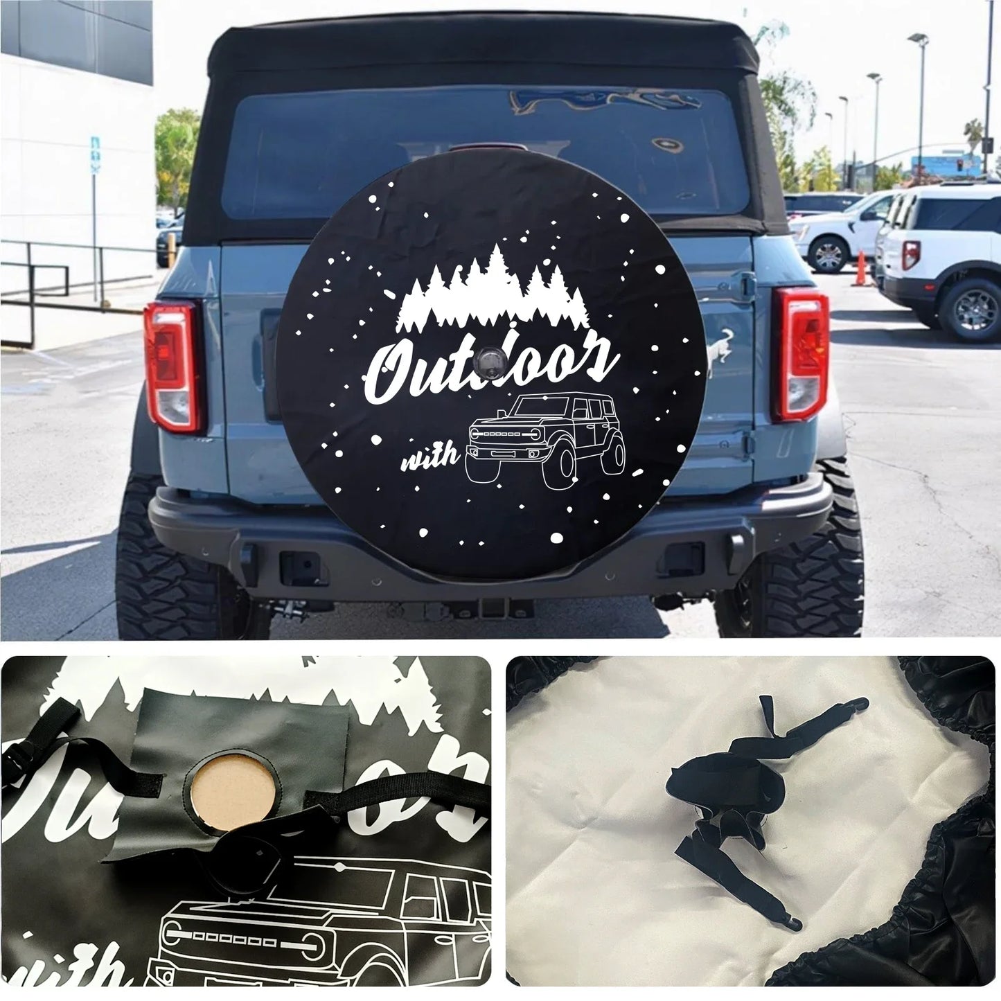 32 Inches Spare Tire Cover For Ford Bronco 2021 2022 Back Wheel Cover Storage Bag Protector Car Tools Car Exterior Accessories