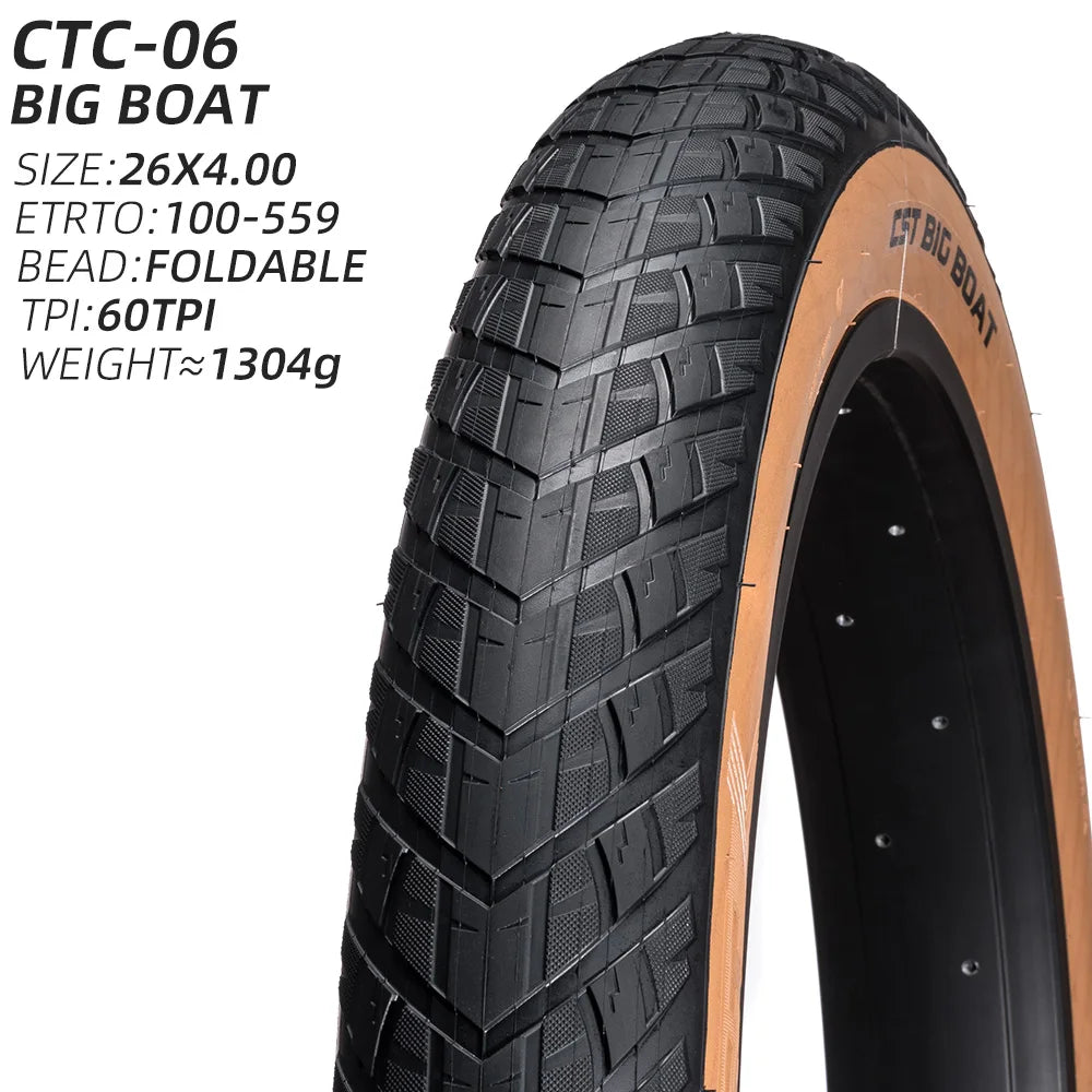 FAT TIRE 26X4.00 100-559 CST BIG BOAT CTC-06 FAT BICYCLE TIRE OF BIKE TYRE WIRE BEAD OR inner tube