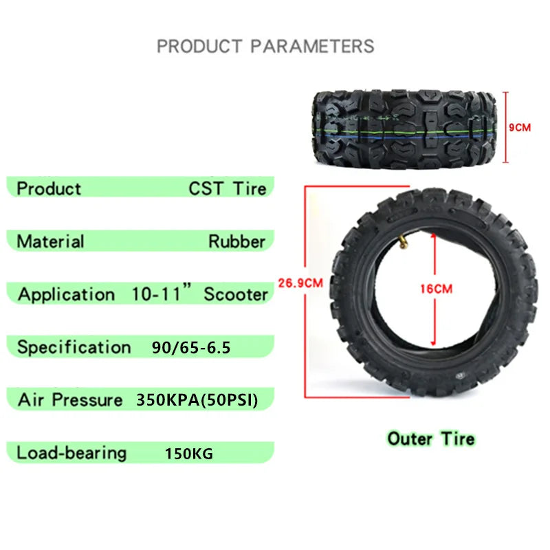 Cst 11 inch 90/65-6.5 tubeless tyre Electric scooter refitted 11" thick tire outer tire vacuum Road tire For Dualtron Ultra