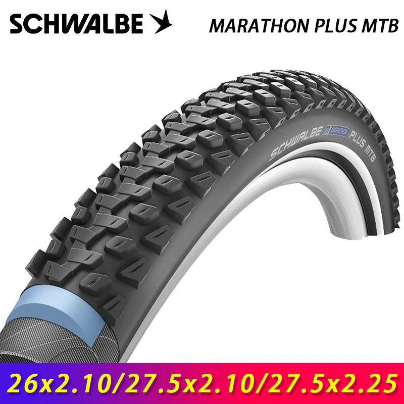 SCHWALBE Original MARATHON PLUS MTB 26x2.10/27.5x2.1/27.5x2.25 Wired Bicycle Tire for MTB Bike Off-Road Bicycle Cycling Parts