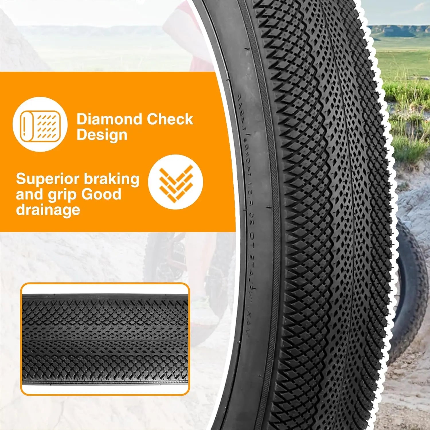 ZUKKA Bike Tire 24 x 4.0 Fat Bike Tire Replacement Tire Folding Mountain Bike Tire High-Density Bike Tires for Snow Beach BMX MT