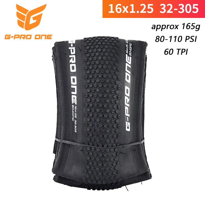 G-PRO-ONE Original BMX Bike Small Wheel Bicycle Folding Tire 16x1.25 32-305 Anti-slip Wear-resistant IA-1009 Cycling Parts
