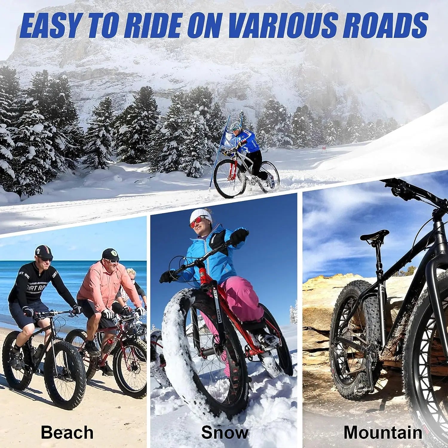 ZUKKA  Fat Bike Tire 20"x4" E-Bike Tire Compatible Replacement Bicycle Tire for Mountain Snow and Beach Bike