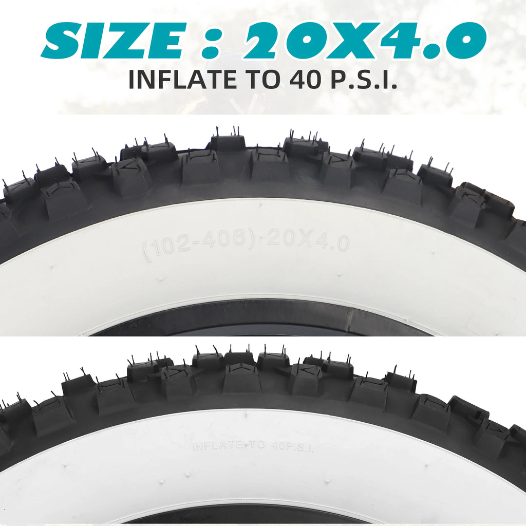 ZUKKA 2 Pack 20x4.0 inch Fat Bike Tire for Electric Bike Fat Bicycle Tire 4.0 inch Mountain Bike Tire