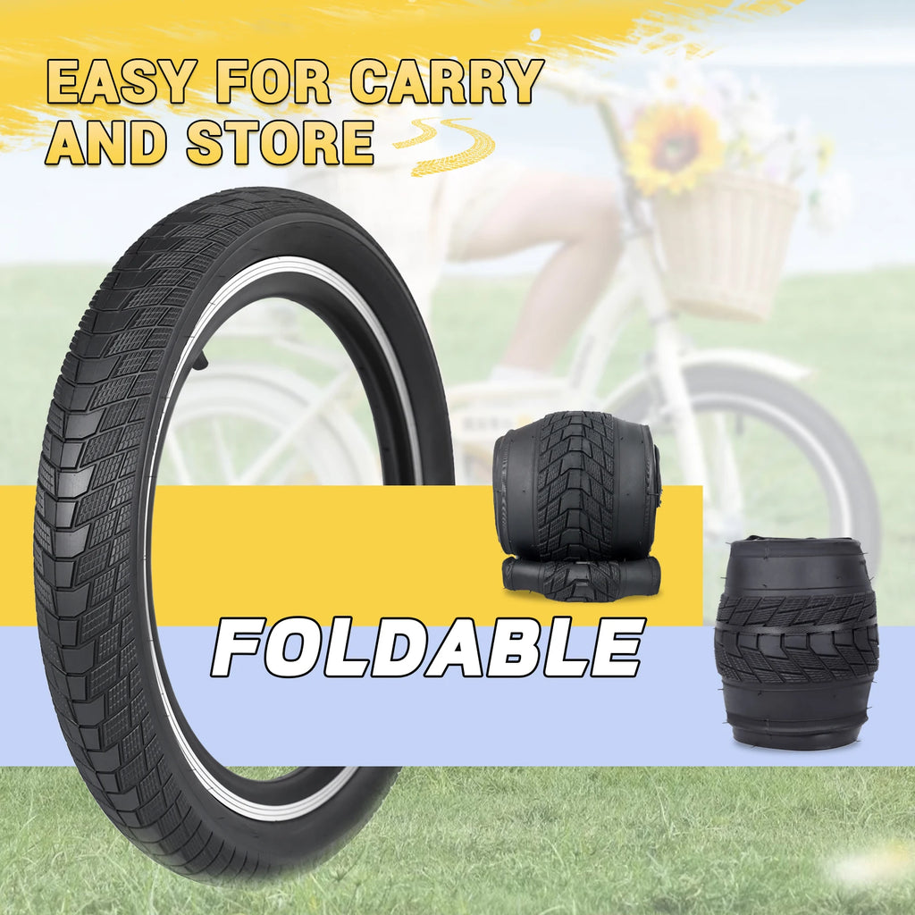 ZUKKA 20x2.4 Bike Tire Set 2 Inner Tube Anti-Slip Wear-Resistant Foldable Multi-terrain Replacement for Kid Bikes