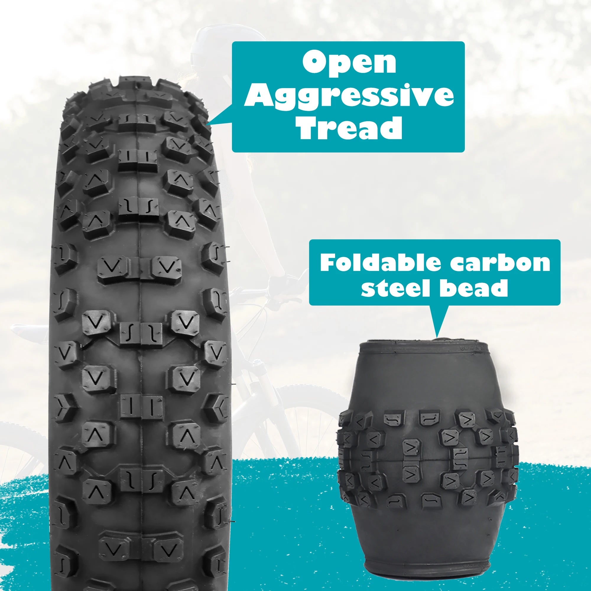 ZUKKA 2 Pack 20"x 4" Fat Tire Heavy Duty Wear-Resistant for Ebike Mountain Snow All-Terrain Off-Road Cycling