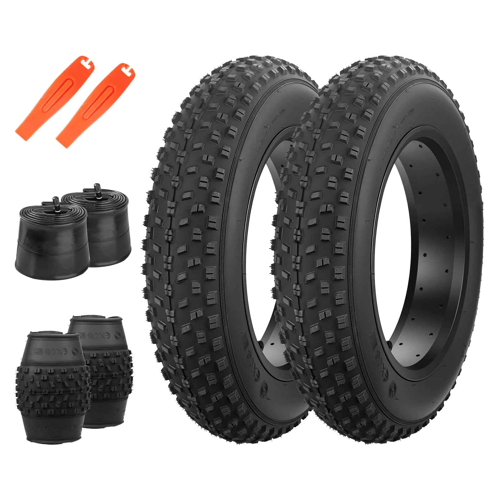 ZUKKA 16x4.0 Fat Bike Tire Set 2 Inner Tubes Knobby Tread All-Terrain Foldable Durable for E-Bike Snow Bike