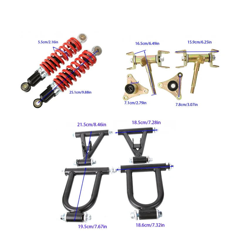 220mm Front Suspension Upper/ Lower Swingarm Assembly Fits ATV Quad Bike Go Kart, High Performance