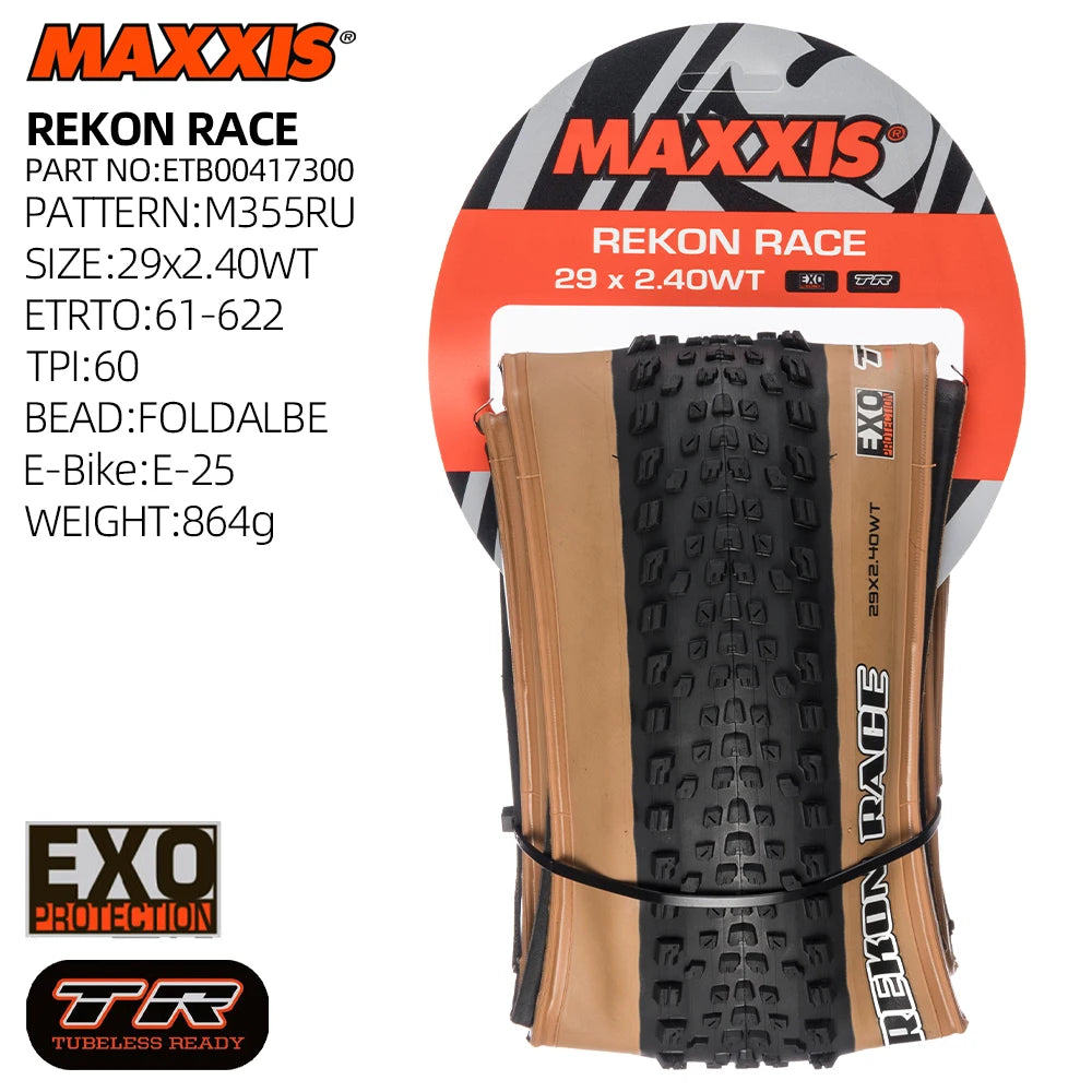 MAXXIS REKON RACE XC AM FR MOUNTAIN BICYCLE TIRE OF MTB BIKE TYRE TUBELESS FOLDABLE BEAD