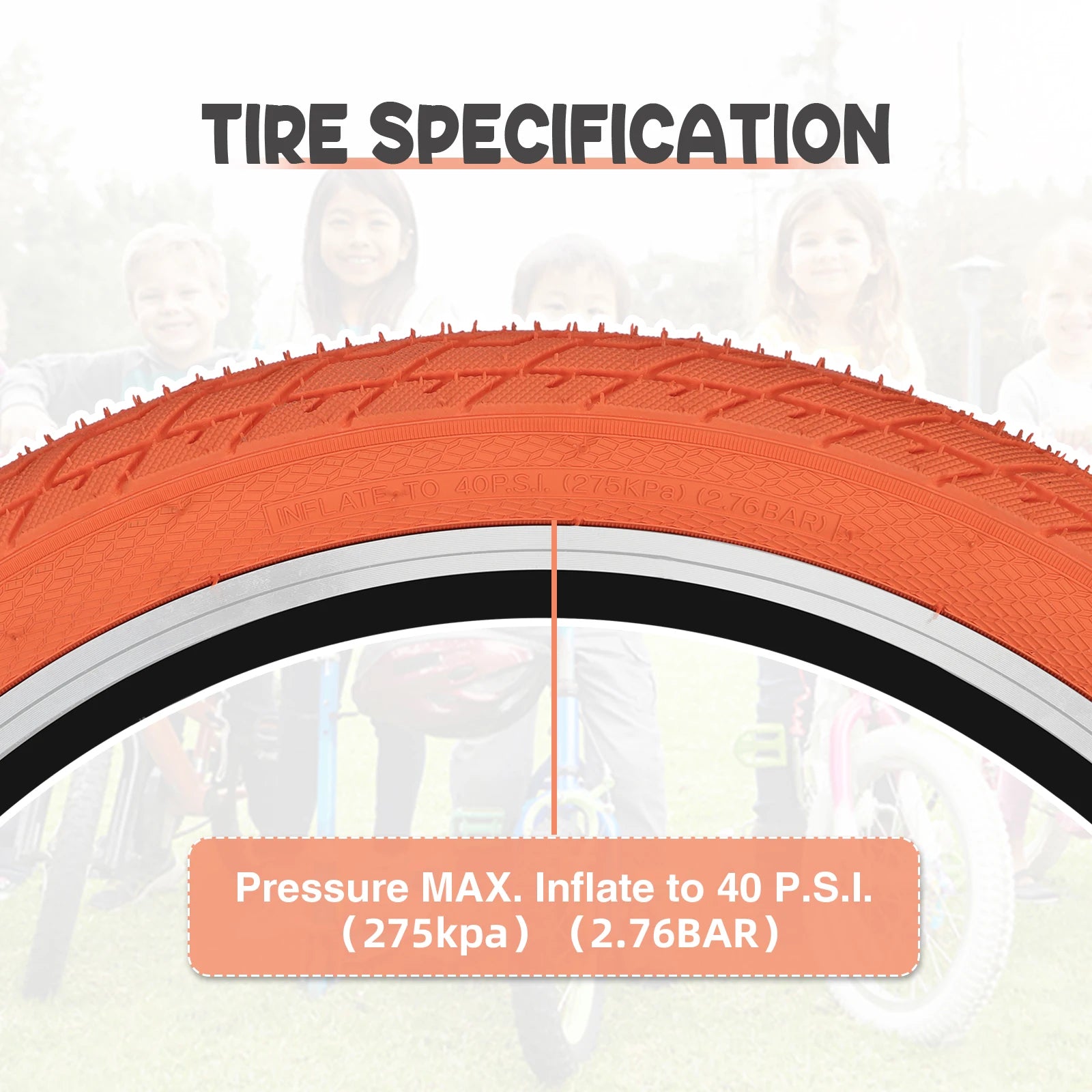 ZUKKA 2 Pack 20x2.35 Orange Bicycle Outer Tires - Anti-Slip All-Terrain Foldable for Kids/City Bikes