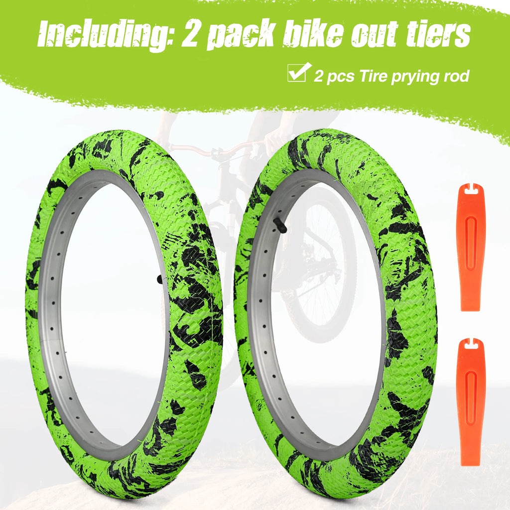 ZUKKA 2 Pack 16x2.1 Bike Tires with Inner Tubes & Levers - Anti-Slip Unique Pattern for Kids BMX MTB 16 Inch Bicycles
