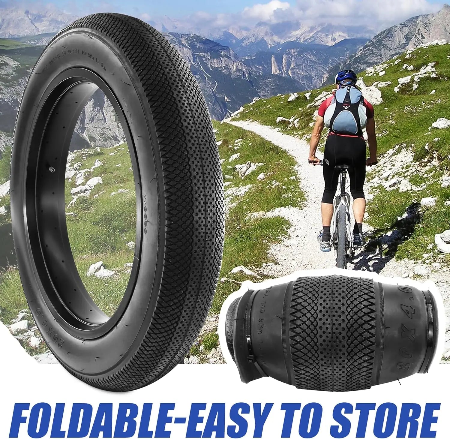 ZUKKA 60TPI Foldable 2 Pack E Bike 20x4.0 Fat tire 20 x 4 Fat tire 20x4 Bike tire Heavy Duty High-Performance Wear-Resistant E-B