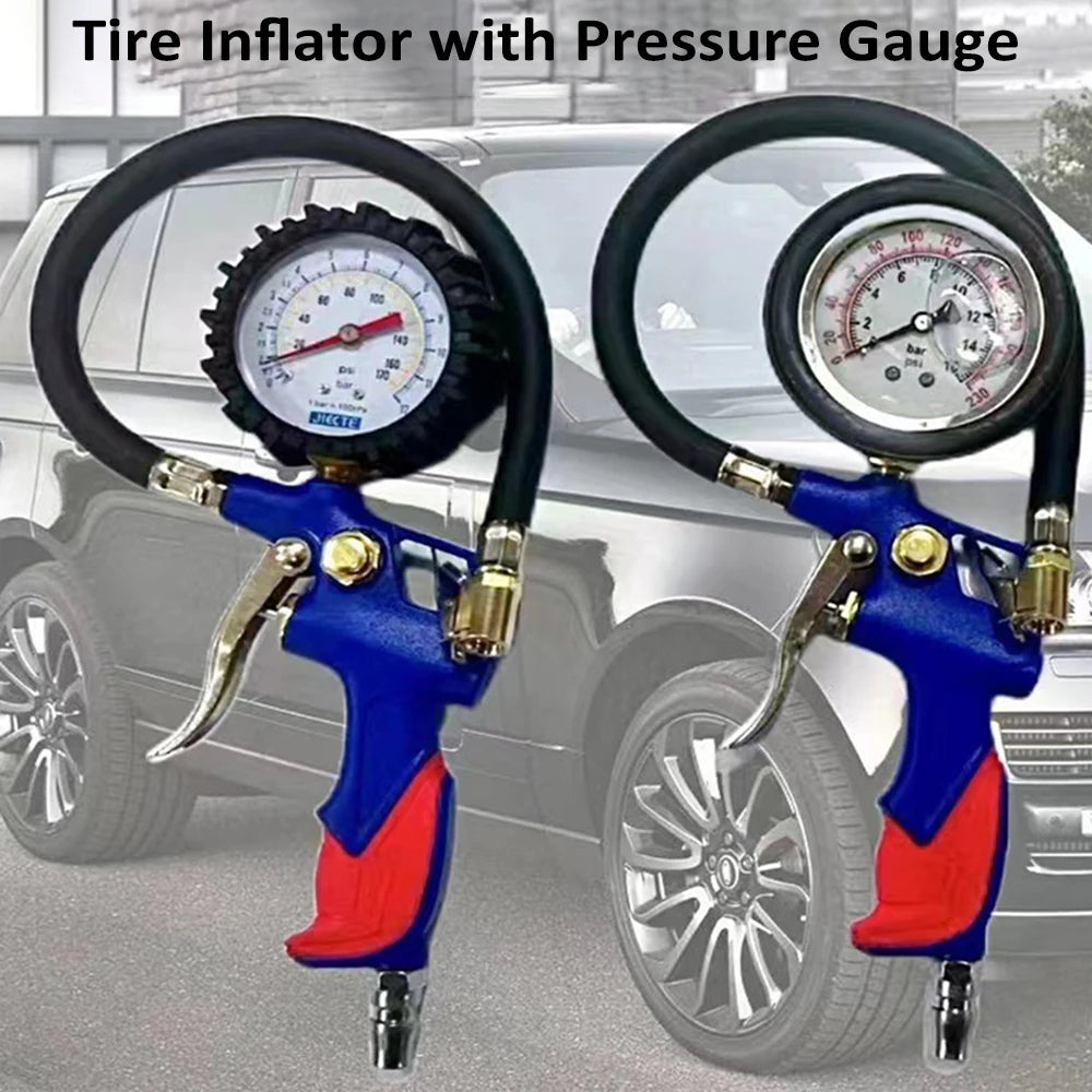Tire Inflator with Pressure Gauge Mechanical Pointer Tire Pressure Gauge Strong Wear Resistance Easy to Use  for Car Truck