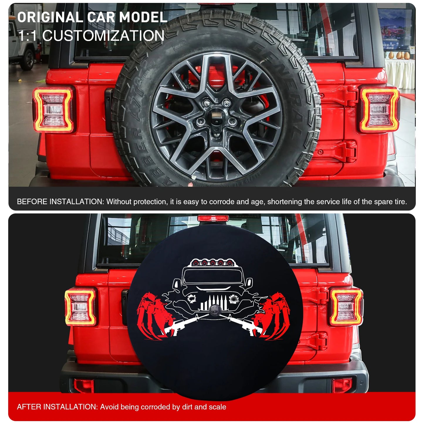 32 Inches Spare Tire Cover Universal Fit for Jeep Wrangler Rv SUV Truck Trailer Vehicles Back Wheel Cover Storage Bag Protector
