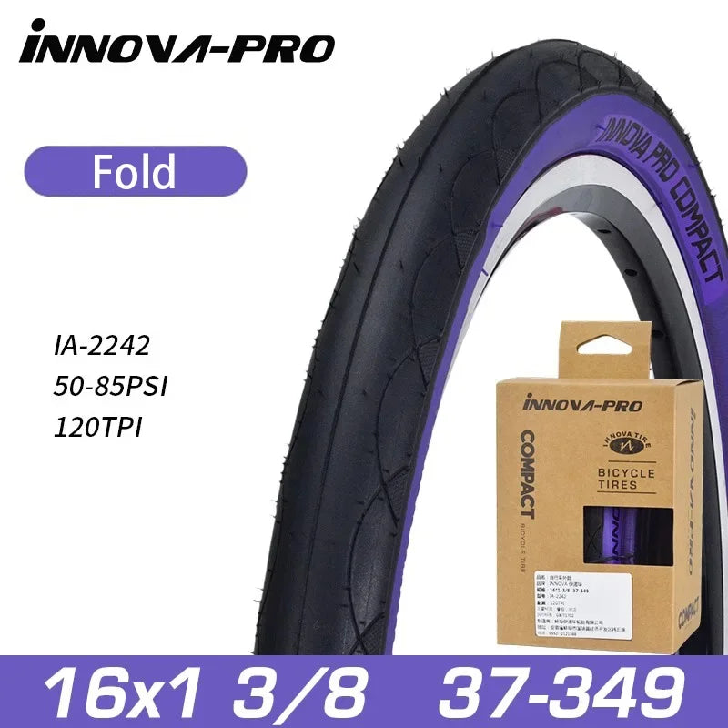 INNOVA Original 16x1 3/8 37-349 Folding/Wired Tire IA-2242 for Brompton K3 Mini 349 Fold Bicycle Tire BMX Half Bald Tires