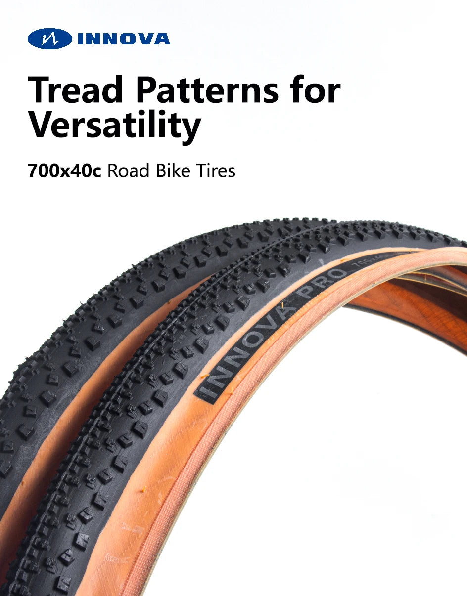 INNOVA Bicycle Tire Tube Puncture Protection Yellow Cyclocross Tire Road Tire 700×40C Tubeless Gravel Tire French Valve 1/2Pcs