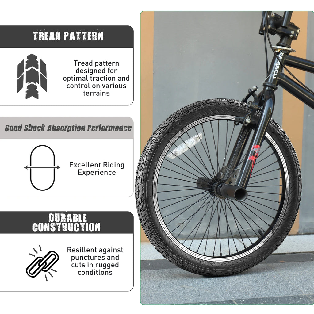 ZUKKA 2 Pack 20x2.1 Folding Bead Bike Tires Replacement with 2 Inner Tubes Anti-Slip Wear-Resistant Durable for MTB Bicycles