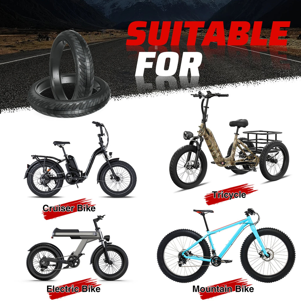 ZUKKA 1 Pack 20/24/26x3.0 Fat Bike Tires ebike Tires  MTB Heavy Duty Wear-Resistant E-Bike Mountain Snow Bike Tire