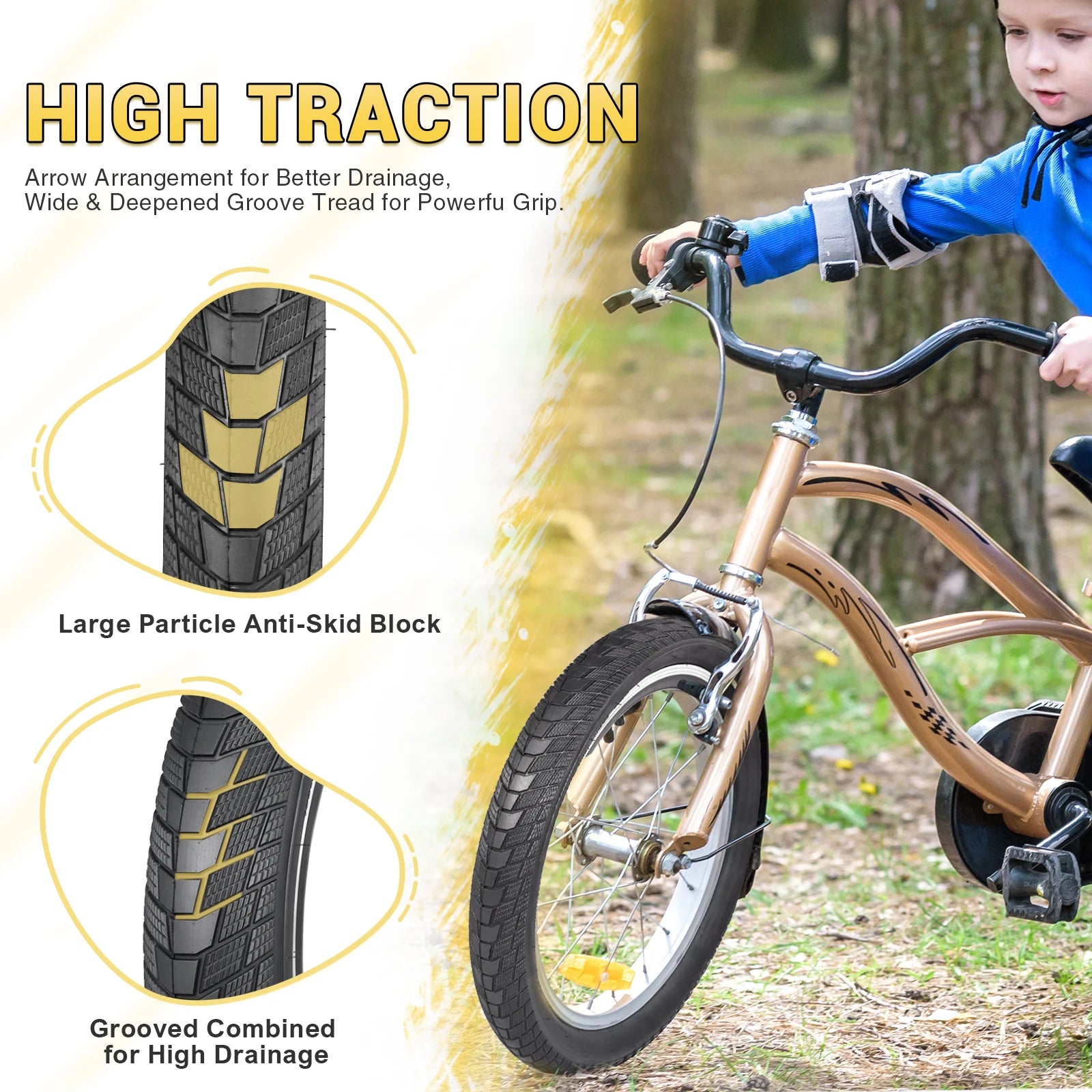 ZUKKA 20x2.4 Bike Tire Set 2 Inner Tube Anti-Slip Wear-Resistant Foldable Multi-terrain Replacement for Kid Bikes