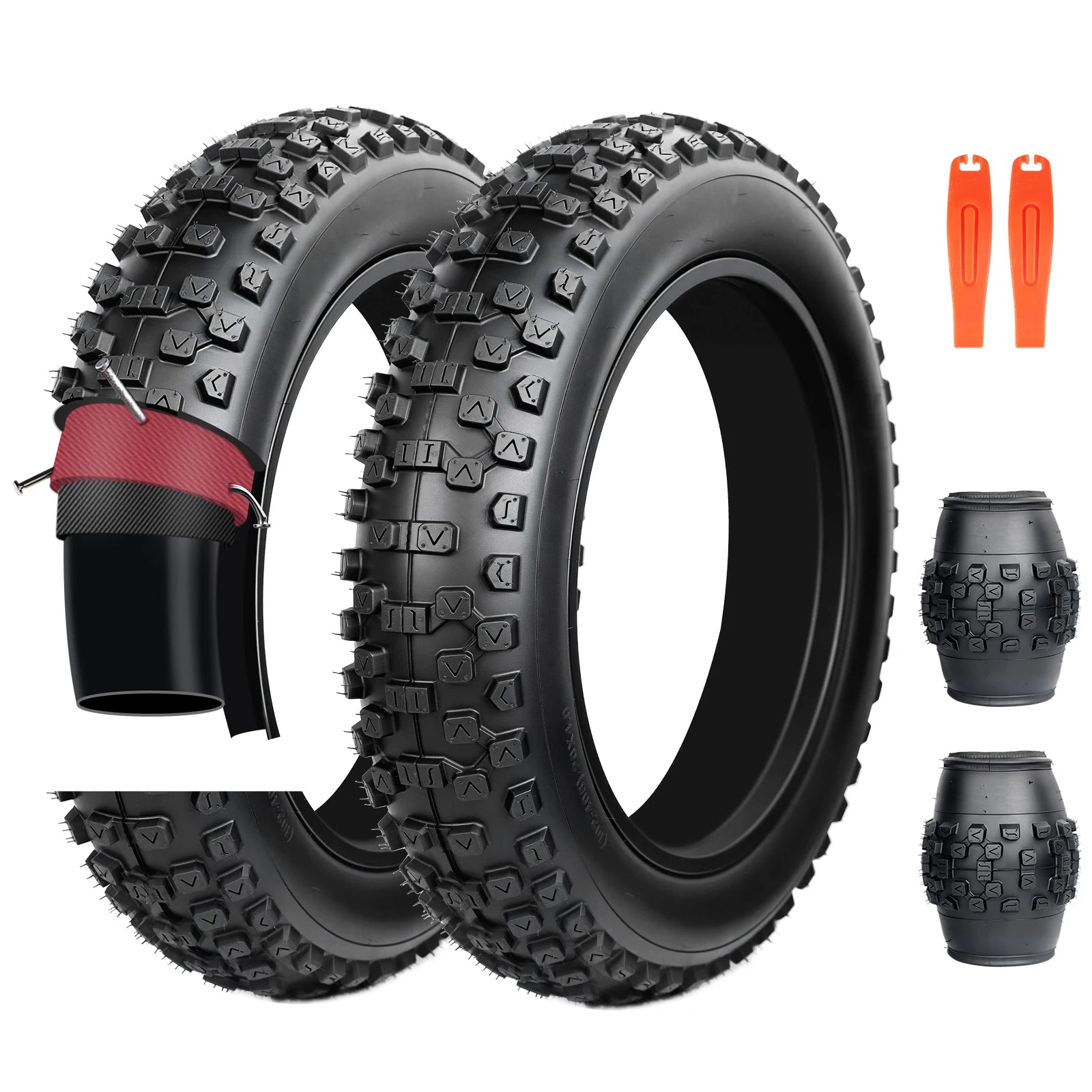 ZUKKA 2 Pack 20x4.0 Fat Bike Tires with Inner Tubes Anti Puncture High Traction Foldable for Electric Snow Mountain Bikes