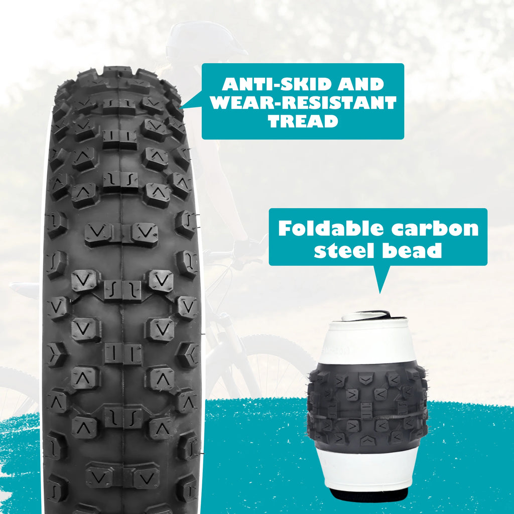 ZUKKA 2 Pack 20x4.0 inch Fat Bike Tire for Electric Bike Fat Bicycle Tire 4.0 inch Mountain Bike Tire