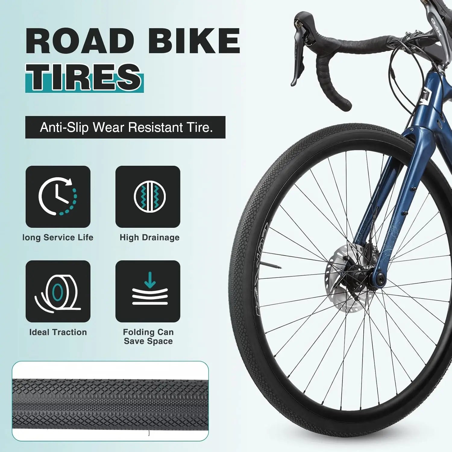 ZUKKA 2 Pack 700x40C Road Gravel Bike Tire Heavy Duty Anti-Slip Puncture Resistant Kit with 2 Inner Tubes Tire Levers Valve Caps