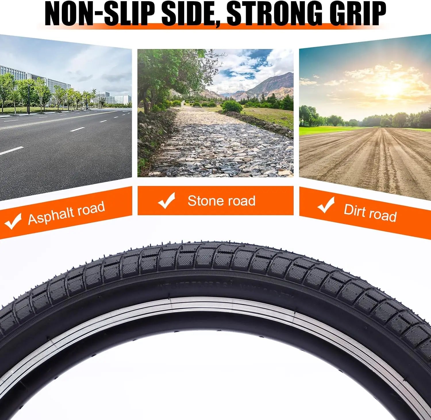 ZUKKA 20 x 2.125 Bike tire 2 Pack 20 Bike tire Kids Black Bike Tires Folding Replacement Tires Fits Most Kids Bikes,BMX Tires