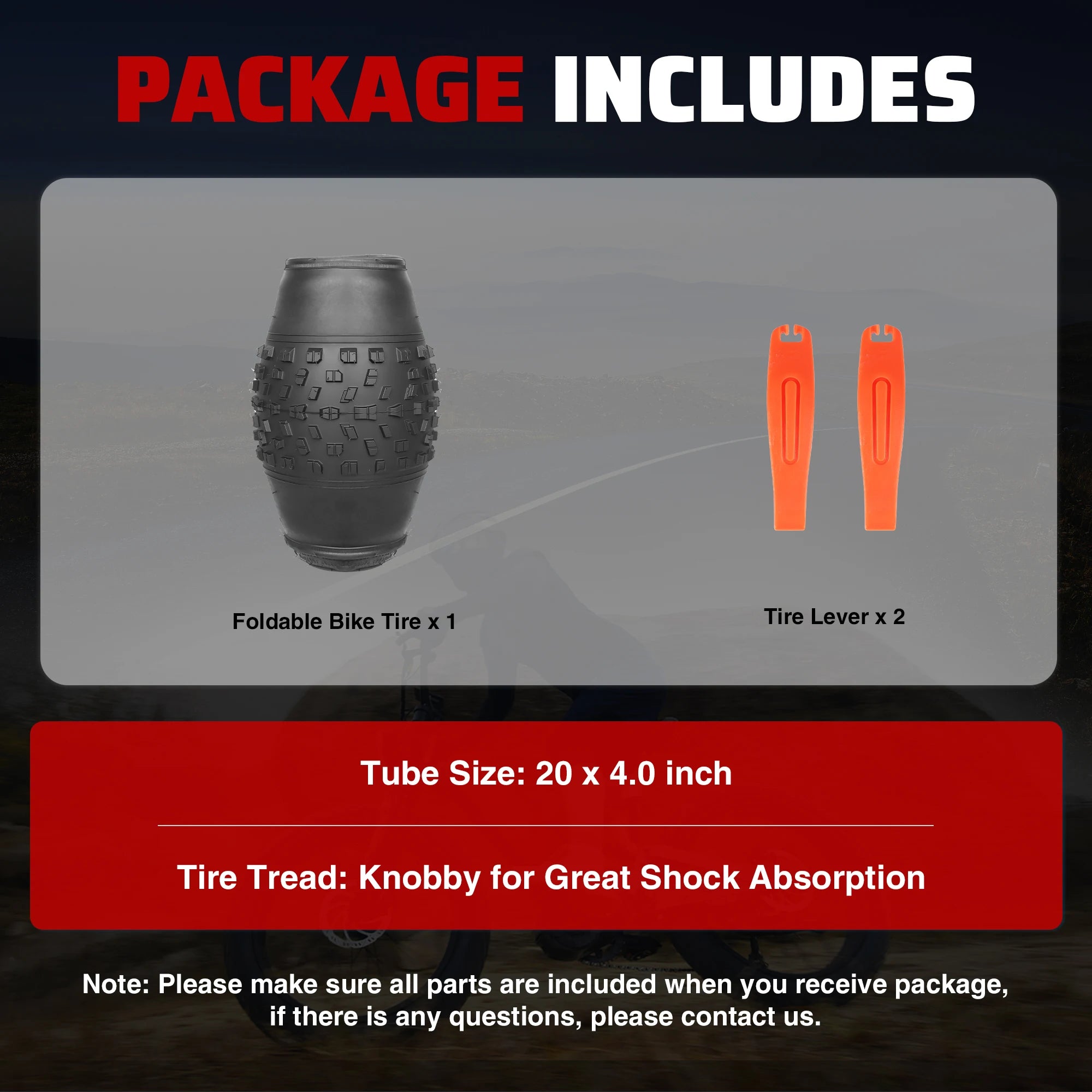 ZUKKA 20x4.0 Inch All-Terrain Foldable Bike Tire - Durable Knobby Tread for E-Bike/Fat Bike/Snow Bike