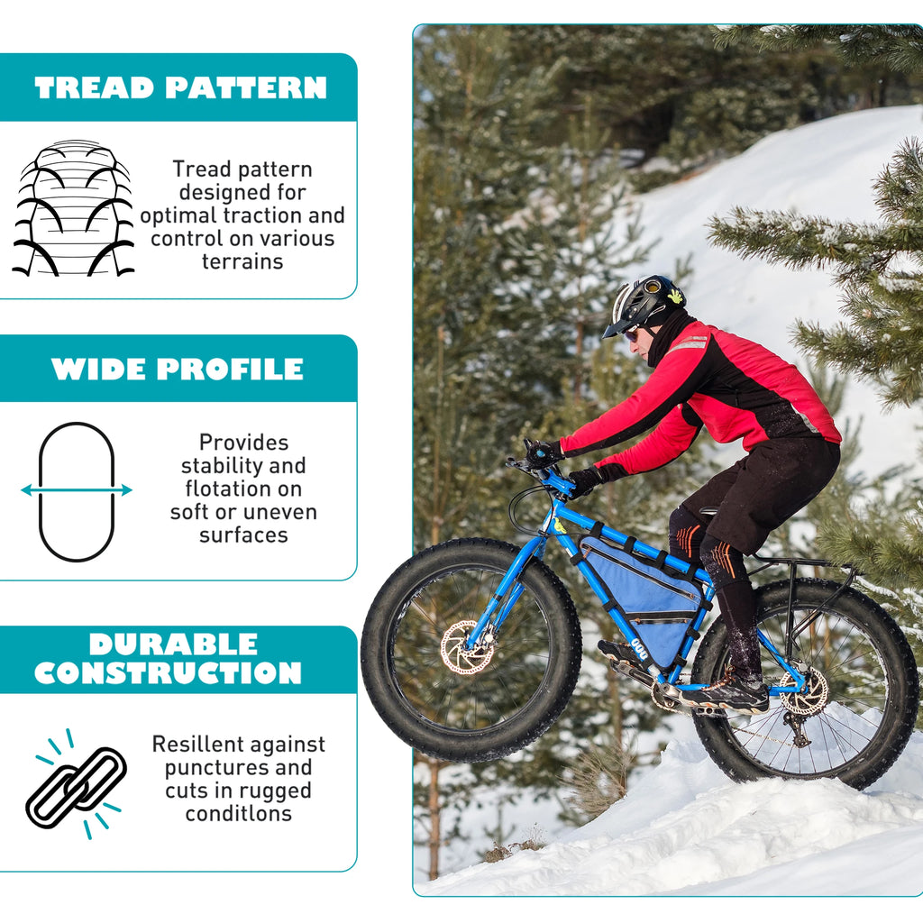 ZUKKA Bike Tire 26 x 4.0 Fat Bike Tire Replacement Tire Folding Mountain Bike Tire High-Density Bike Tires for Snow Beach BMX MT