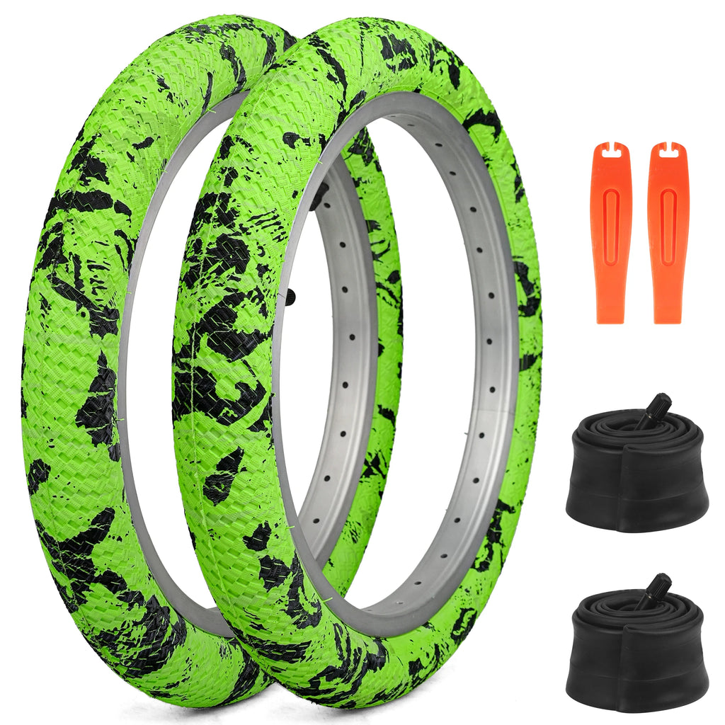 ZUKKA 2 Pack 16x2.1 Bike Tires with Inner Tubes & Levers - Anti-Slip Unique Pattern for Kids BMX MTB 16 Inch Bicycles
